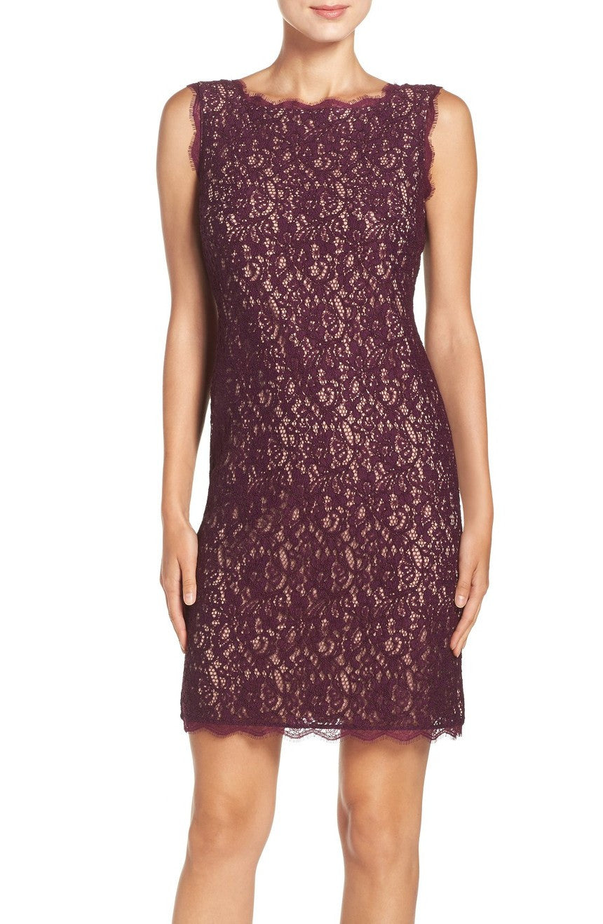 Boatneck Lace Sheath Dress