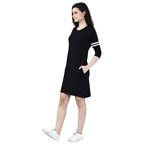 Broadstar Women's Long Plain 3/4 Sleeves Trendy T-Shirt