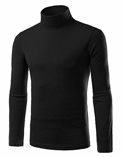 Generic Mens Basic Solid Color Long Sleeve Turtle Neck Slim T-Shirt