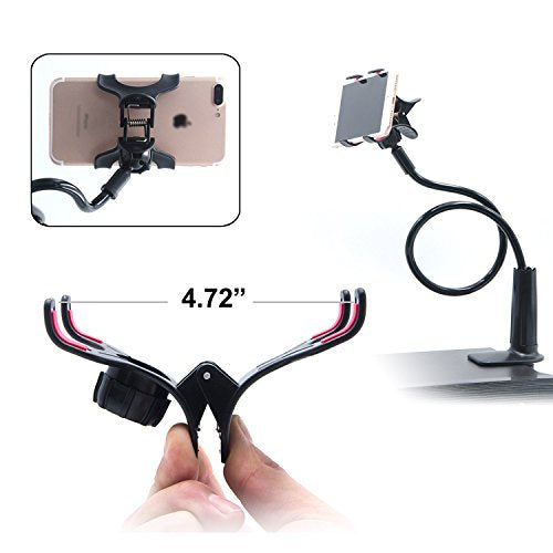 Cell phone Lazy Mount Holder, DIY Rotating Cellphone Bracket Stand with Solid Steel and Flexible Long Arm Clip for Desk, Bed, Bedside to Hold iPhone and Universal Mobile Phone, 31.5-In,Panda White