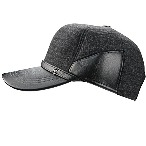 eYourlife2012 Men's Fall Winter Warm Woolen Peaked Baseball Cap Hat With Earmuffs Ear Flap - Black -