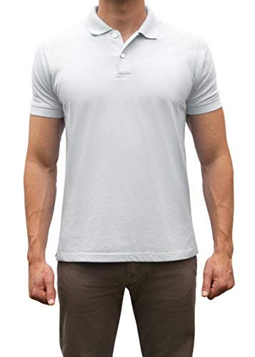 Comfortably Collared Men's Perfect Slim Fit Polo Shirt White (Large)
