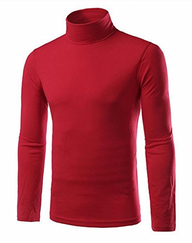 Generic Mens Basic Solid Color Long Sleeve Turtle Neck Slim T-Shirt