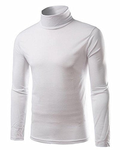 Generic Mens Basic Solid Color Long Sleeve Turtle Neck Slim T-Shirt