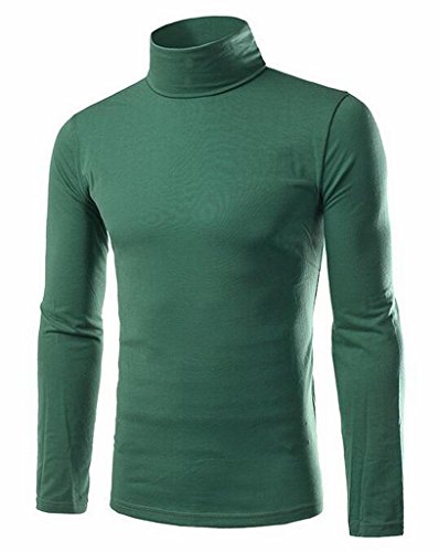 Generic Mens Basic Solid Color Long Sleeve Turtle Neck Slim T-Shirt