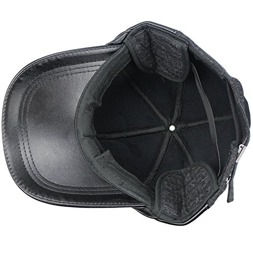 eYourlife2012 Men's Fall Winter Warm Woolen Peaked Baseball Cap Hat With Earmuffs Ear Flap - Black -