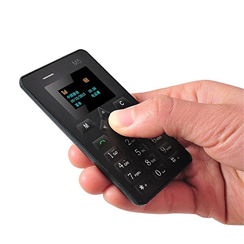 Fsmart M5 mini card Cell Phone 1.0 'LCD Ultra Slim Student Version Android Smartphone Cellphone Partner, Negro