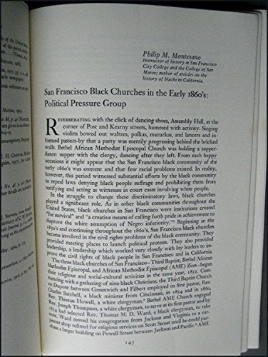 California Historical Quarterly Summer 1973, San Francisco's Black Churches in 1860's, Railroad Reaches California
