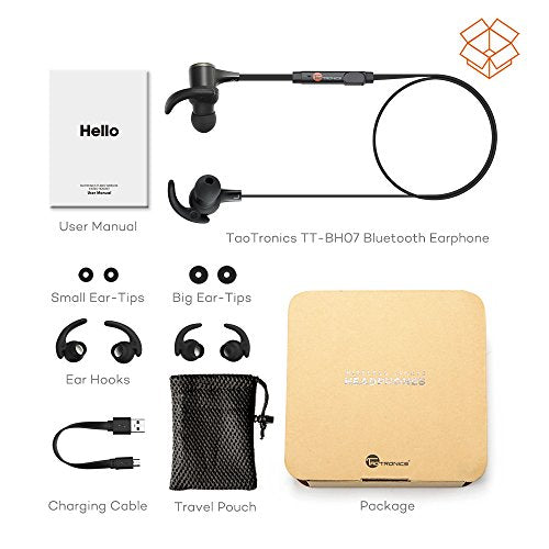Bluetooth Earphones, TaoTronics Bluetooth 4.2 Headphones Stereo Magnetic Earbuds, Secure Fit for Sport, Gym with Built-in Mic