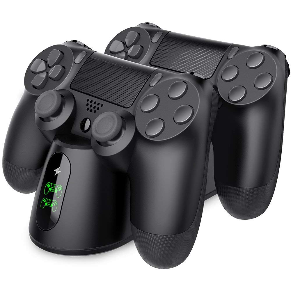 PS4/PS4 Pro/PS4 Slim コントローラー 充電 スタンド BEBONCOOL PS4 充電 DS4 充電器 2台同時充電可能 DUALSHOCK4 充電 LED 指示ランプ付き (ブラック)