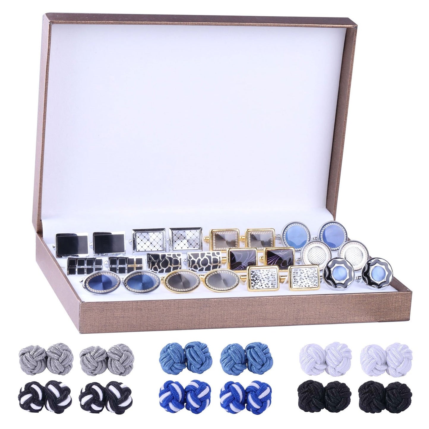 BodyJ4You 18 Pairs Business Knot Classic Cuff Links for Men Unique Cufflink Set