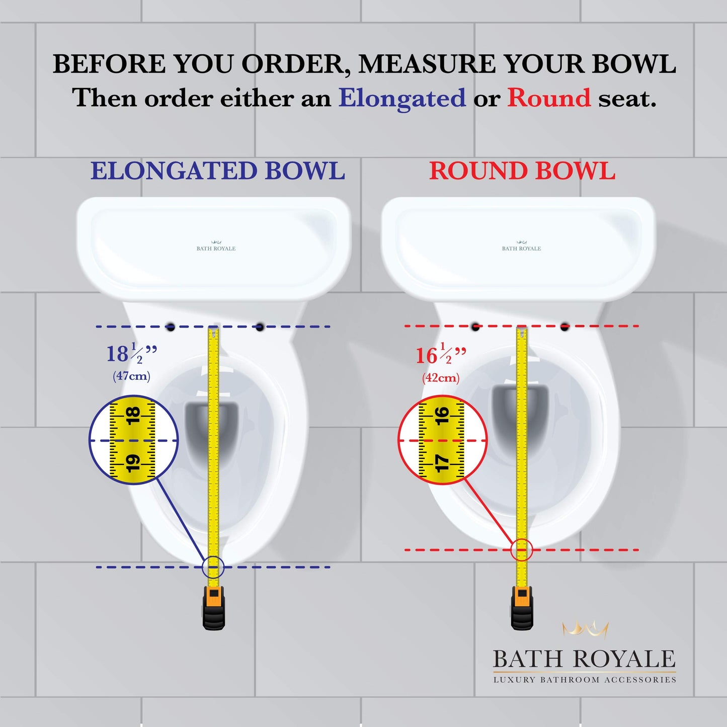 Bath Royale MasterSuite Round Toilet Seat with Cover, White, Slow-Close, Quick-Release for Easy Cleaning