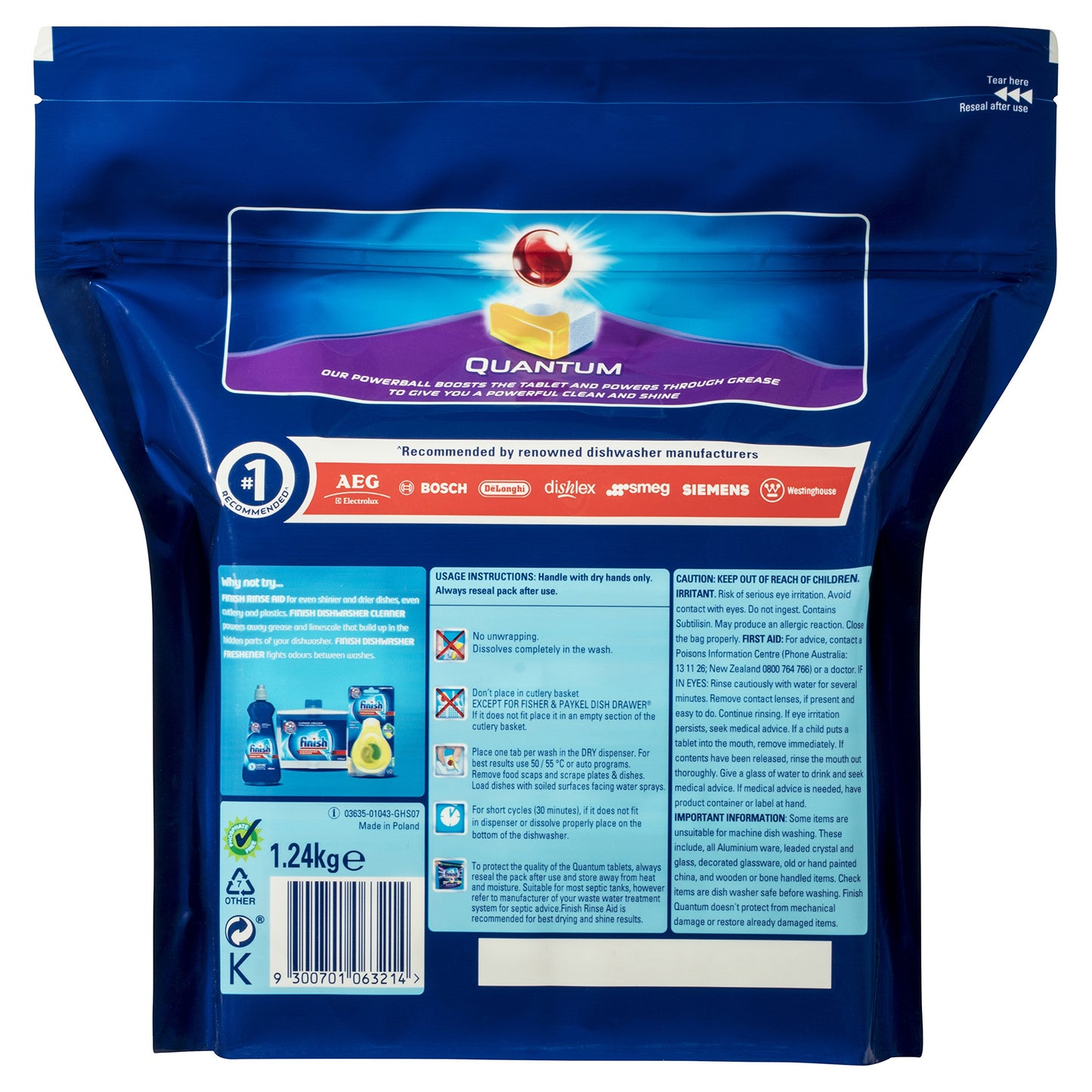 Finish Powerball Quantum Dishwasher Tablets, Lemon Sparkle, 80 Pack