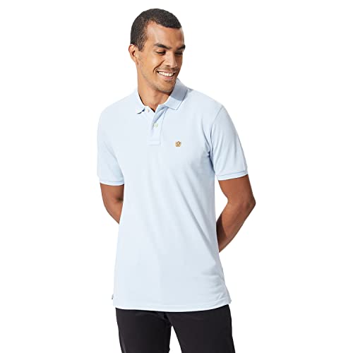 Fahrenheit Men's Regular Fit Solid Pique Polo T-Shirt (Water Drop, L)