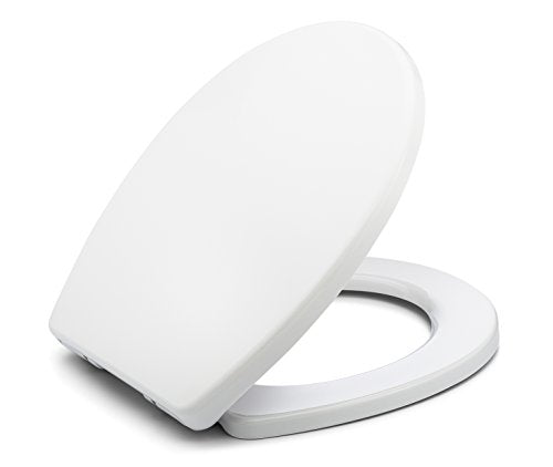 Bath Royale MasterSuite Round Toilet Seat with Cover, White, Slow-Close, Quick-Release for Easy Cleaning