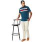 Fahrenheit Men's Casual Regular Fit Poly Cotton Pique Chest Stripe Polo T-Shirt (L, Tide Water)
