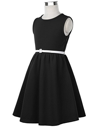 GRACE KARIN Girls Retro Sleeveless Swing Dresses With Belt