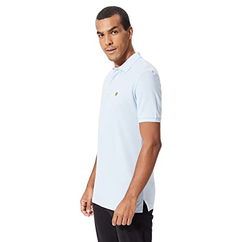 Fahrenheit Men's Regular Fit Solid Pique Polo T-Shirt (Water Drop, L)