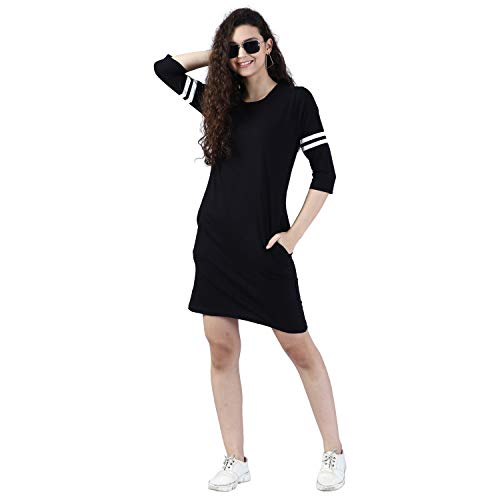 Broadstar Women's Long Plain 3/4 Sleeves Trendy T-Shirt