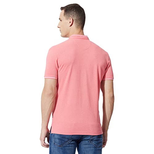Fahrenheit Men's Casual Regular Fit Poly Cotton Solid Stand-Up Collar Polo T-Shirt (M, Coral Heather)