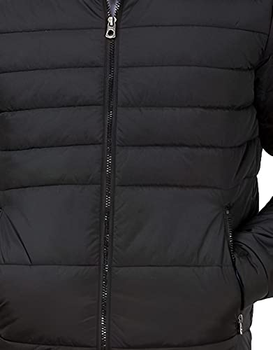 Ben Martin Men's Regular Fit Quilted Nylon Full Sleeve Bomber Jacket (Black, L)
