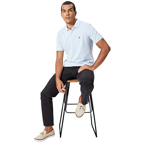 Fahrenheit Men's Regular Fit Solid Pique Polo T-Shirt (Water Drop, L)