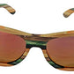 Colour Striped Polarized Wood Sunglasses with UV400 Polarised Lenses and Bamboo Box for Women