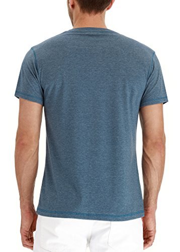 PEGENO Men's Casual Slim Fit Short Sleeve Henley T-shirts Cotton Shirts VG-Blue-US XL