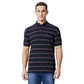 Fahrenheit Men's Casual Regular Fit Poly Cotton Striper Stand-Up Collar Polo T-Shirt (M, Navy)