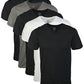 Gildan Men's V-Neck T-Shirts 5 Pack,3 Black/1 White/1 Charcoal,X-Large