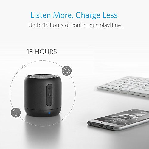Anker SoundCore mini, Super-Portable Bluetooth Speaker with 15-Hour Playtime, 66-Foot Bluetooth Range, Enhanced Bass, Noise-Cancelling Microphone - Black