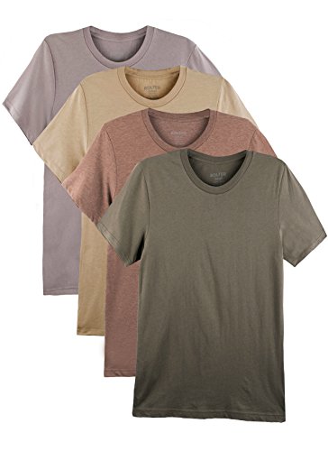 Bolter 4 Pack Men's Everyday Cotton Blend Short Sleeve T-Shirts (Large, Earth Tones)