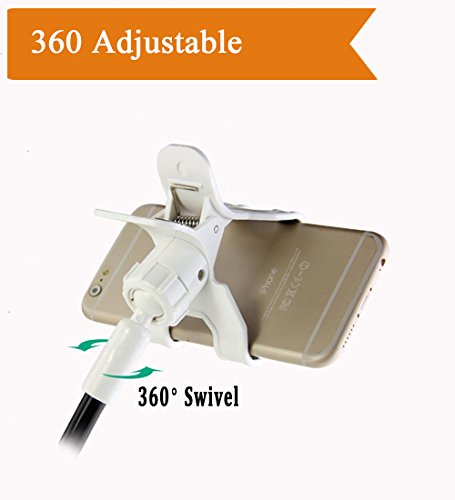Cell phone Lazy Mount Holder, DIY Rotating Cellphone Bracket Stand with Solid Steel and Flexible Long Arm Clip for Desk, Bed, Bedside to Hold iPhone and Universal Mobile Phone, 31.5-In,Panda White