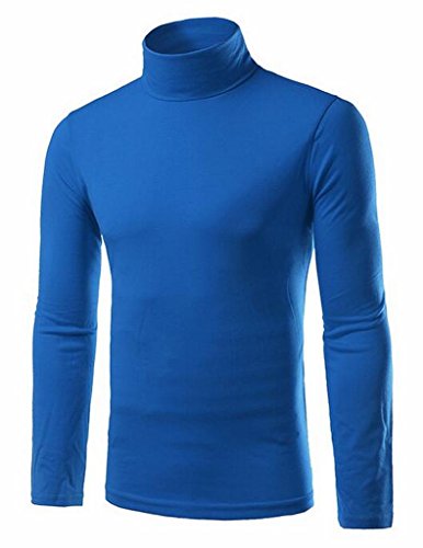 Generic Mens Basic Solid Color Long Sleeve Turtle Neck Slim T-Shirt