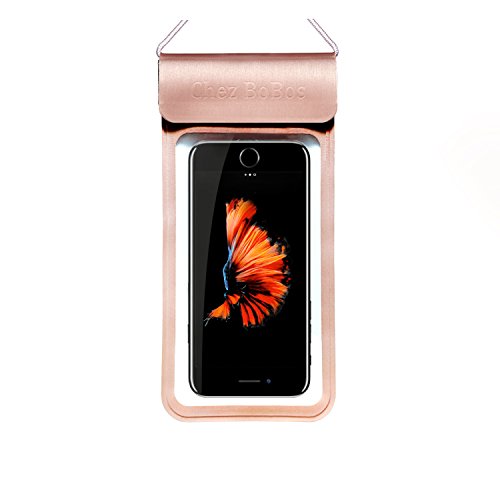 Chez BoBos Universal Waterproof Cellphone Cases PVC Waterproof Phone Pouch Dry Bag IPX8 For Devices Up to 6" iPhone, Samsung, Google Pixel, HTC, LG, Huawei Pink