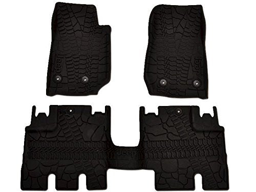 Mopar 82213860 Jeep Wrangler Unlimited 4-Door Black All-Weather 3-Piece Floor Mat Set