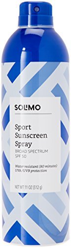 Amazon Brand - Solimo Sport Sunscreen Spray Broad Spectrum SPF 50, 11 Ounce (Pack of 2)