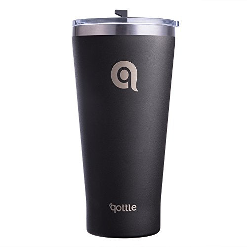 qottle 30 oz Double-Wall Vacuum Insulated Tumbler - Coffee Travel Cup with Lid-Black