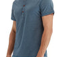 PEGENO Men's Casual Slim Fit Short Sleeve Henley T-shirts Cotton Shirts VG-Blue-US XL