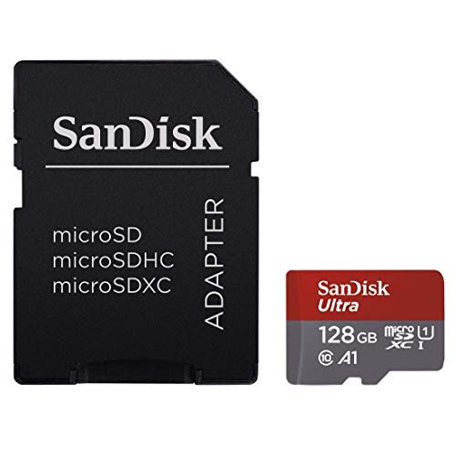 SanDisk 128GB Ultra microSDXC UHS-I Memory Card with Adapter - 100MB/s, C10, U1, Full HD, A1, Micro SD Card - SDSQUAR-128G-GN6MA