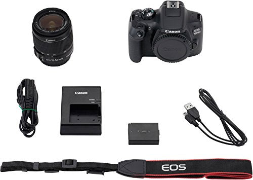 Canon EOS 1300D Kit Fotocamera Reflex Digitale da 18 Megapixel con Obiettivo EF-S IS II 18-55 mm, Wi-Fi, NFC, Versione EU, Nero/Antracite