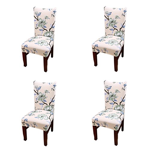 Jiuhong Stretch Removable Washable Short Dining Chair Protector Cover Slipcover, Style 16, 4 Pack