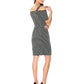Lark & Ro Women's Short Cold Shoulder Dress With Bardot Neck Line, Black/White Jacquard Knit, Large