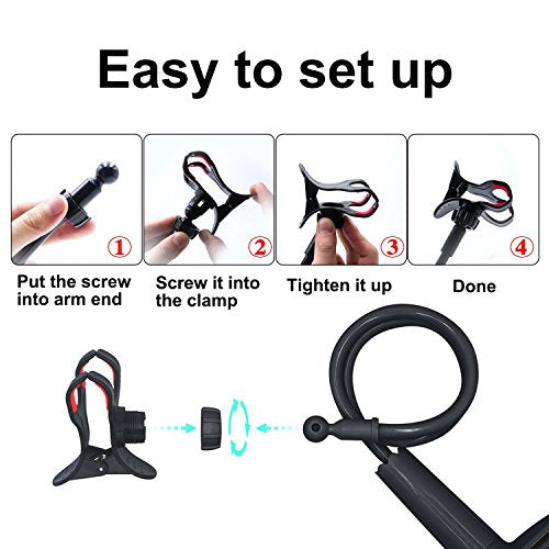 Cell phone Lazy Mount Holder, DIY Rotating Cellphone Bracket Stand with Solid Steel and Flexible Long Arm Clip for Desk, Bed, Bedside to Hold iPhone and Universal Mobile Phone, 31.5-In,Panda White