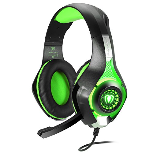 BlueFire Professional 3.5mm PS4 Gaming Headset Headphone with Mic and LED Lights for Playstation 4, Xbox one,Laptop, Computer (Green)