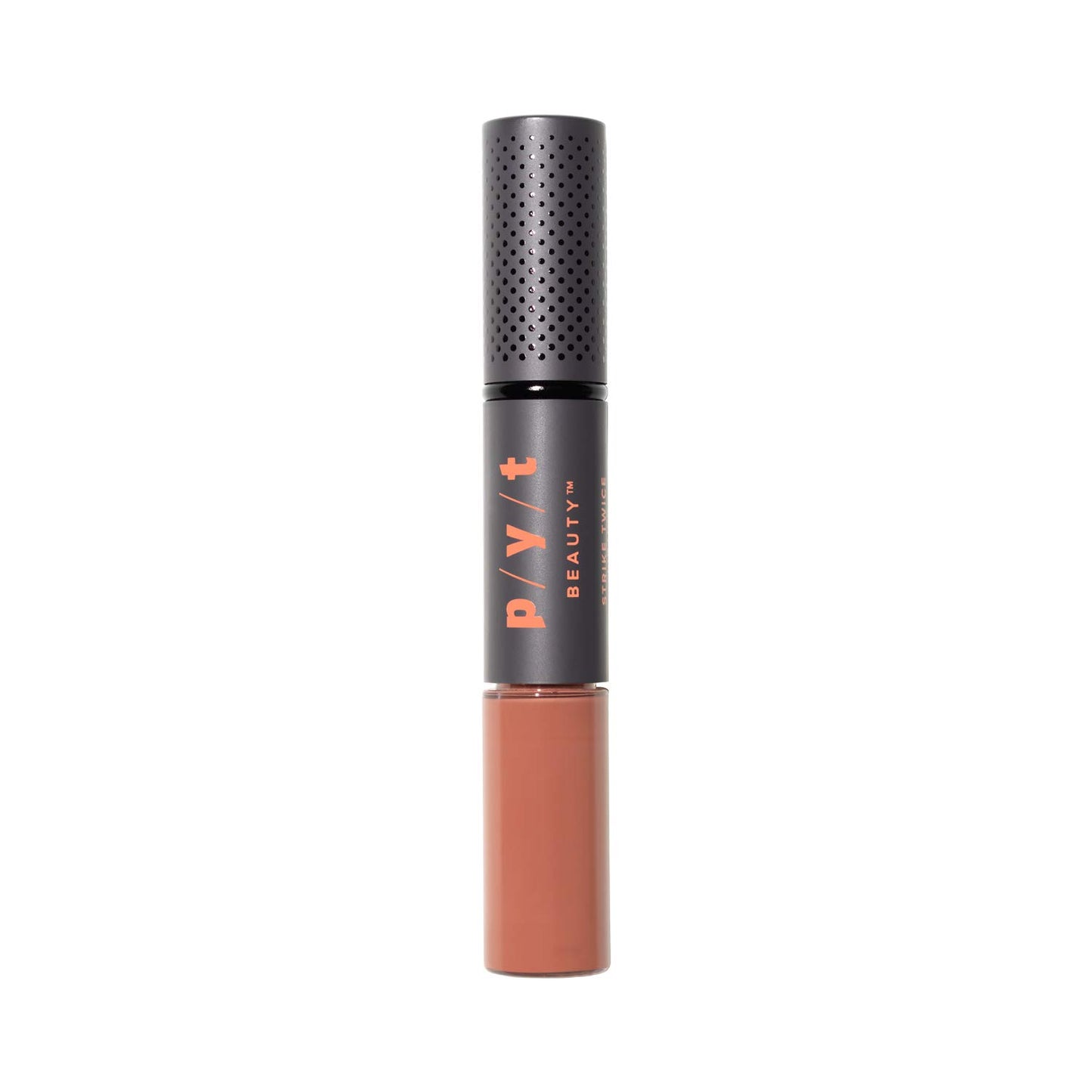 P/Y/T BEAUTY Strike Twice Lip Duo, Bare All, Peachy Nude, 2 in 1 Peachy Nude Lip Gloss and Matte Lipstick, Moisturizing, Long Lasting Lipstick and Lip Gloss, Hypoallergenic, Cruelty Free, 1 Count