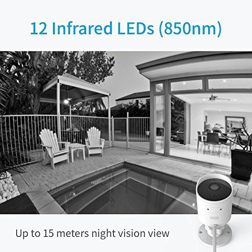 YI Outdoor Security Camera 1080p Cloud Cam Wireless IP Waterproof Night Vision Security Surveillance System White