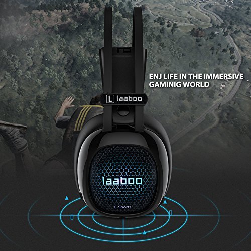 laaboo Stereo Gaming Headset for PS4,PC, Xbox One Controller, with Mic, Bass Surround,LED light,47-inches longPVC Large Diameter Mainline，Lightweight design A6(black).