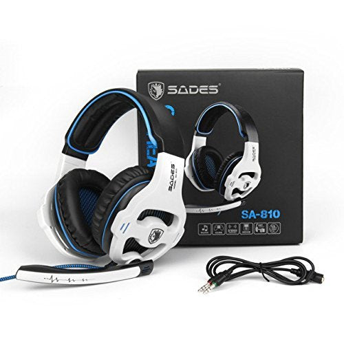 SADES SA810 Newest Version New Xbox One, PS4 Gaming Headset with 3.5mm wired Over-ear Noise Isolating Microphone Volume Control for Mac/PC/Laptop/PS4/Xbox one (Black&White)