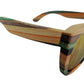 Colour Striped Polarized Wood Sunglasses with UV400 Polarised Lenses and Bamboo Box for Women